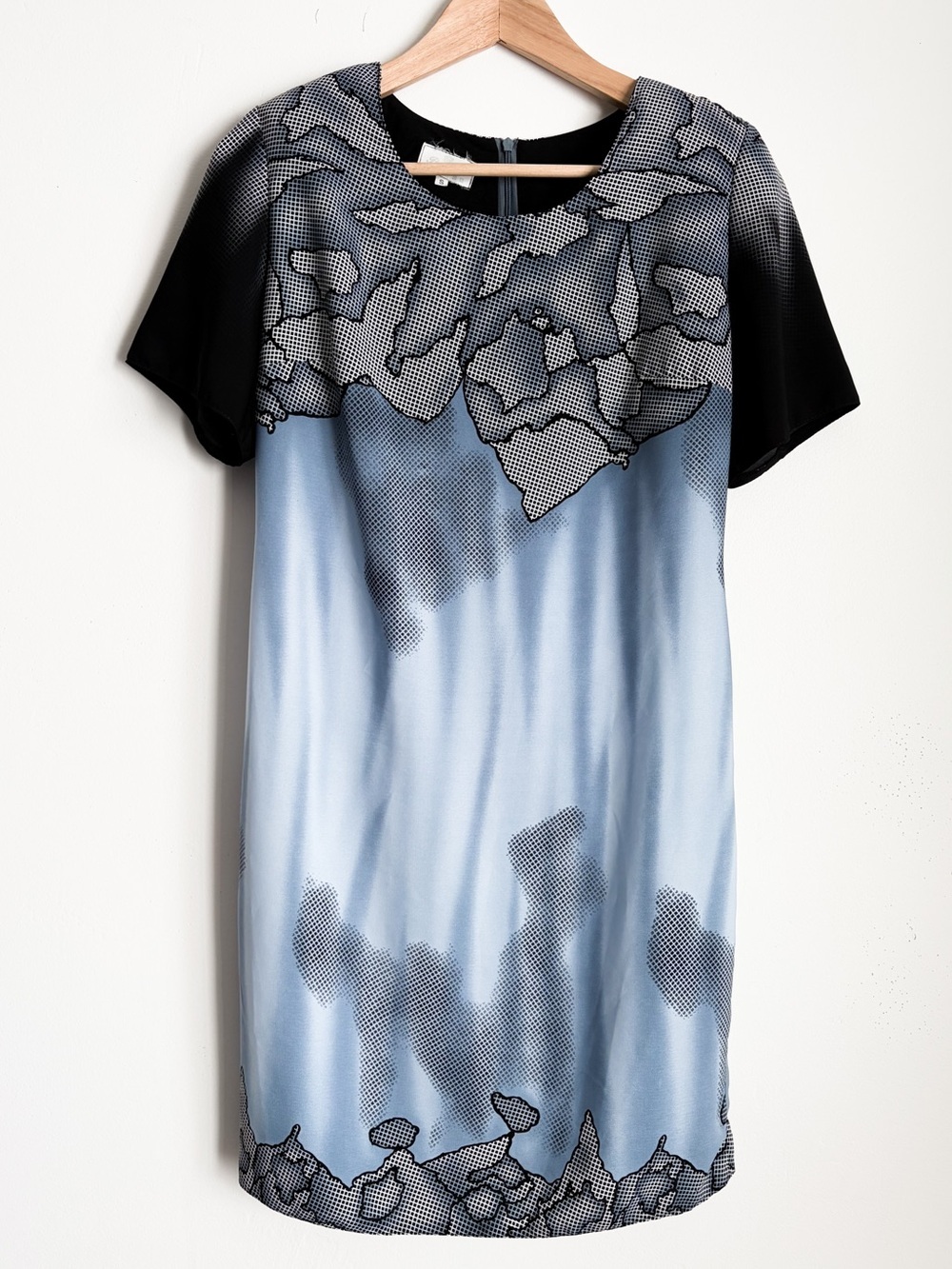 Vintage European AGMIR Abstract Graphic T-Shirt Dress -Size S with Shoulder Pads